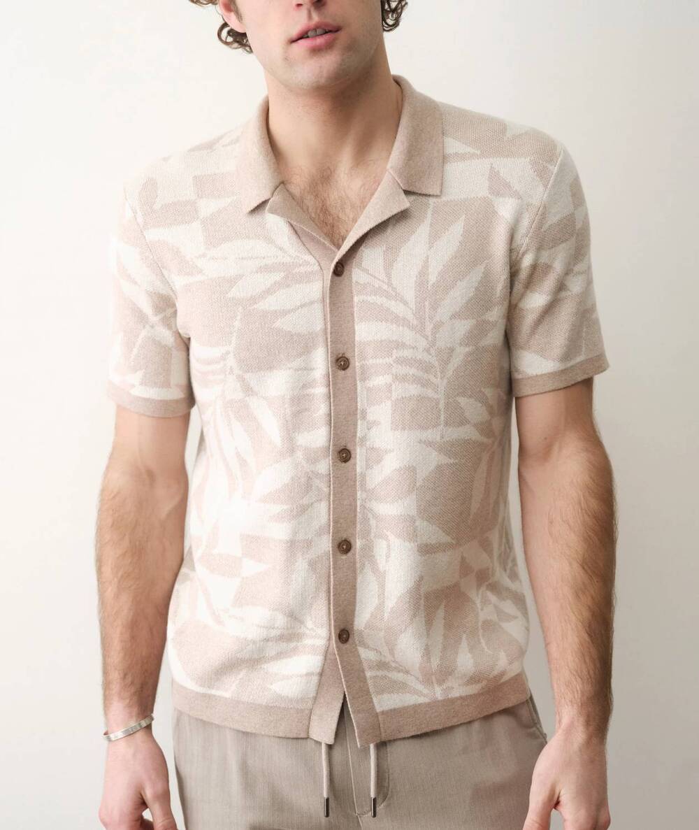 NEW MARINE LAYER ethan resort sweater in beige